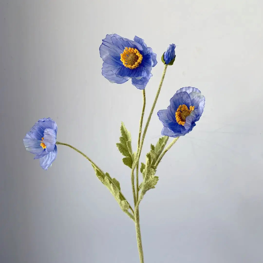4 Head Artificial Flowers Bouquet Poppy Fake Flowers for Home Decor Garden Party
