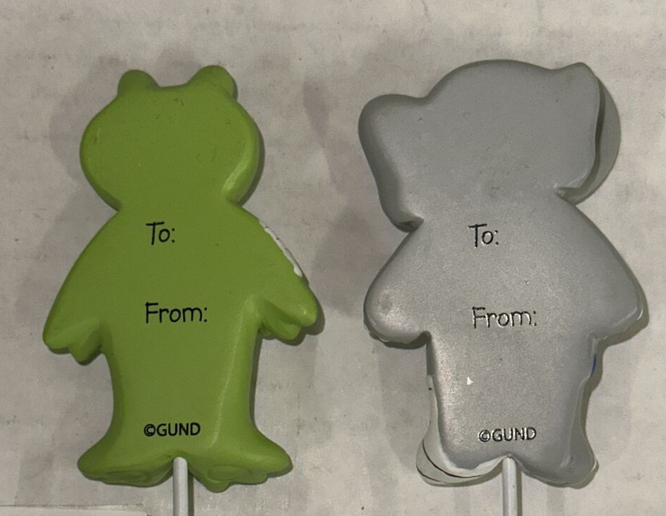 Lot x4 Get Well Soon Feel Better Gund Ceramic Floral Picks Dog Bear Frog 11″ Set