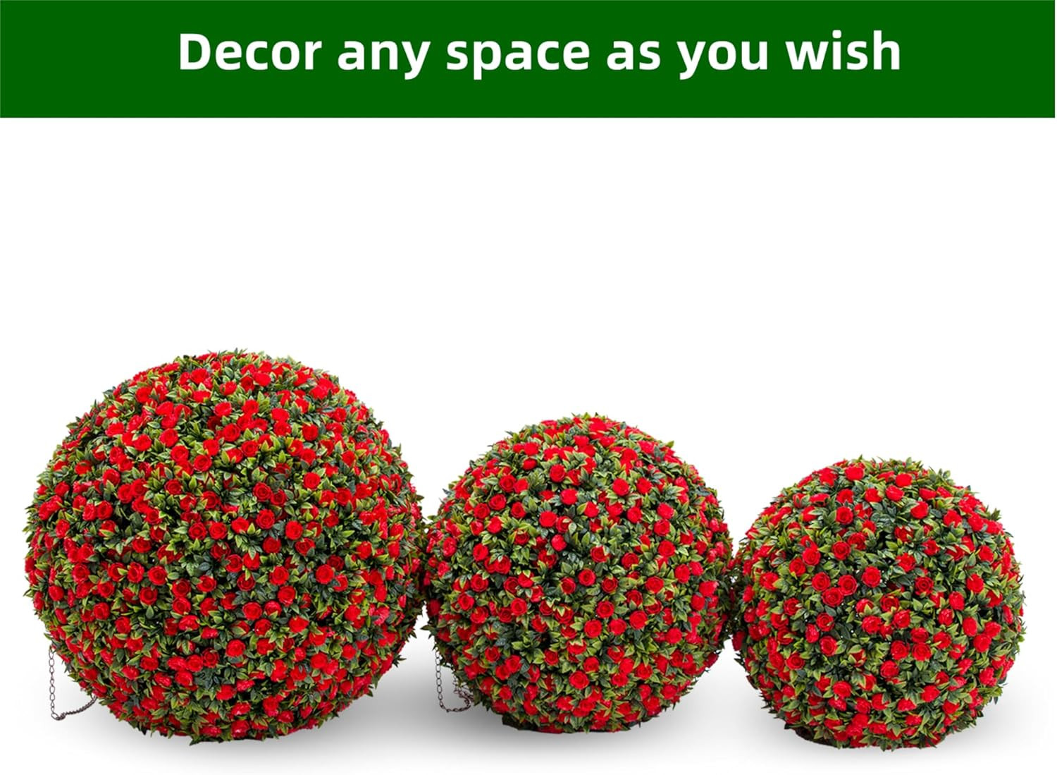 Red Topiary Balls 2-Pack, 22″ Outdoor Decor for Valentine’s Day & Weddings