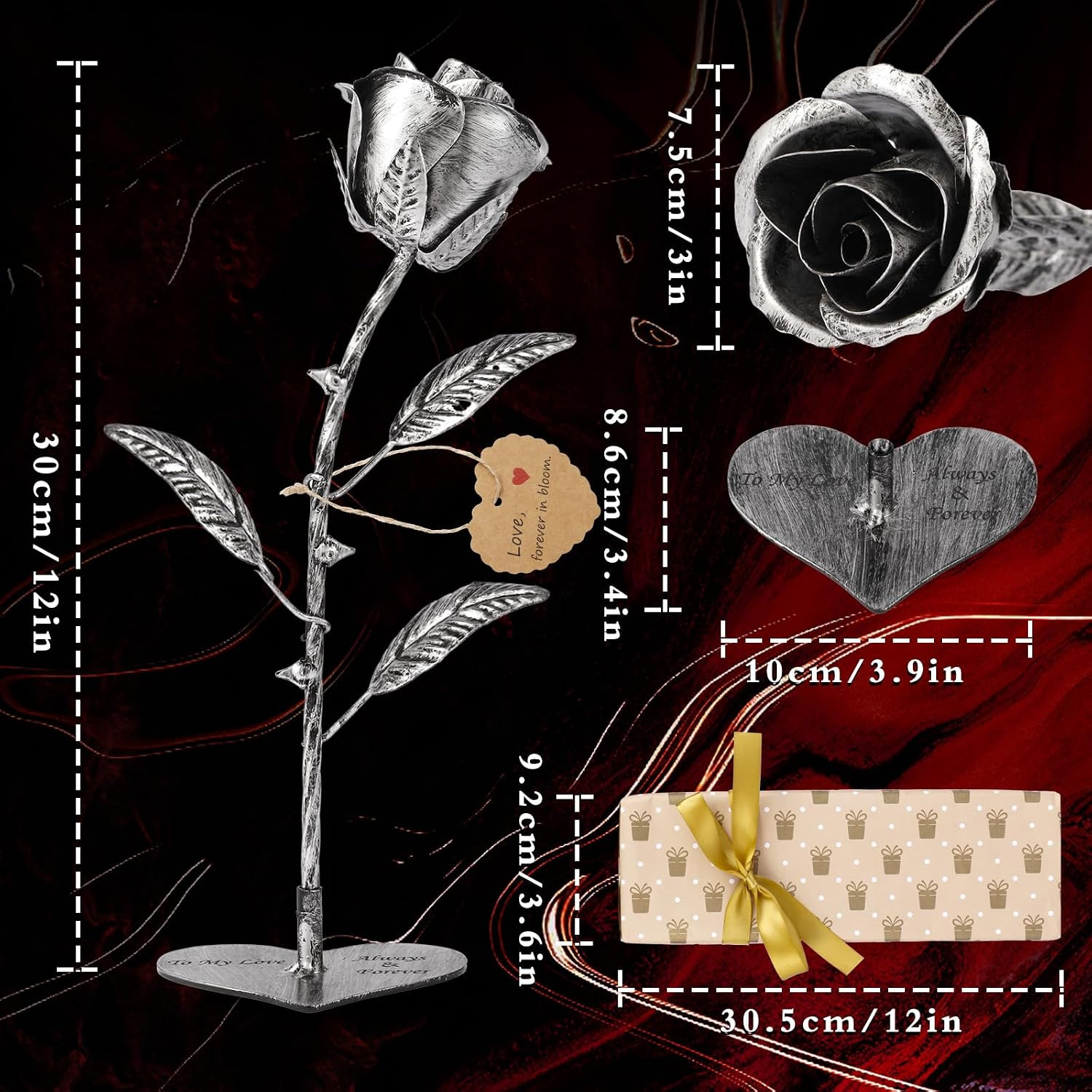 Everlasting Iron Rose Handmade Metal Flower 6Th for Her 6 Year Wedding
