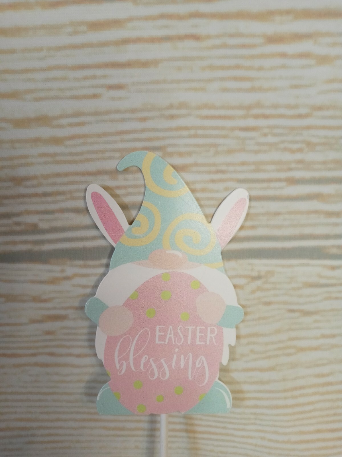 ~New! “Easter Blessing” Gnome Metal Pick Floral Wreath Decor Bunny Egg Tier Tray