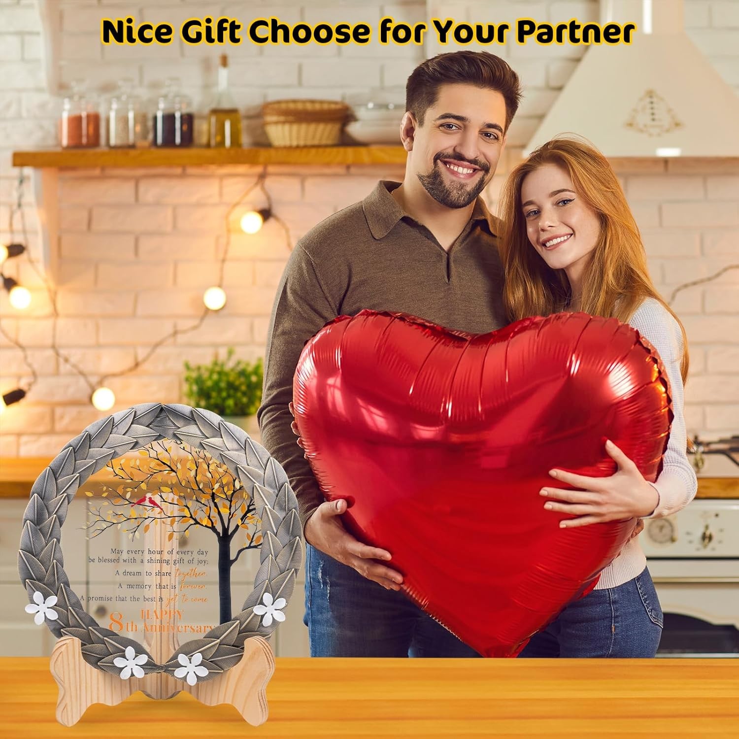 8th Anniversary Wedding Gifts Crystal Plate with Bronze Leaf Wreath – 8 Years