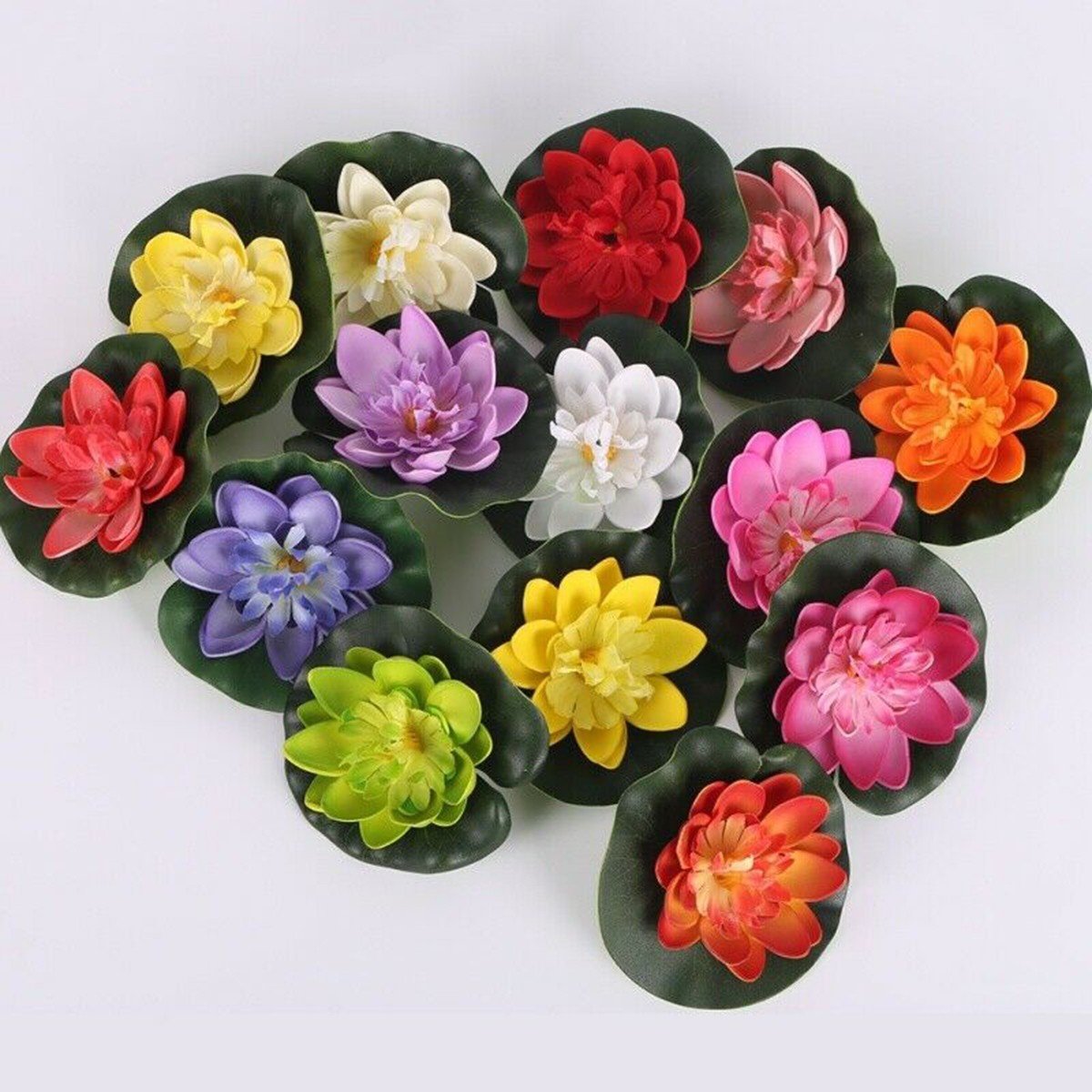 5X Artificial Lotus Water Lily Floating Flower Pond Fish Tank Plant Garden Decor