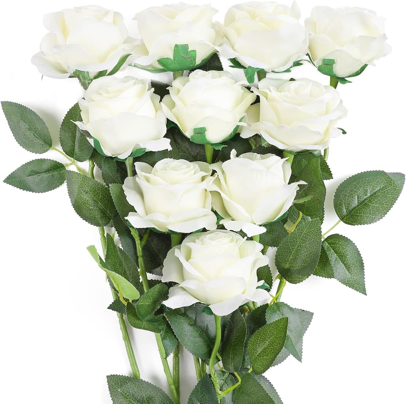 10Pcs Artificial Roses Flowers, Realistic Blossom Roses, Real Touch Silk Rose…