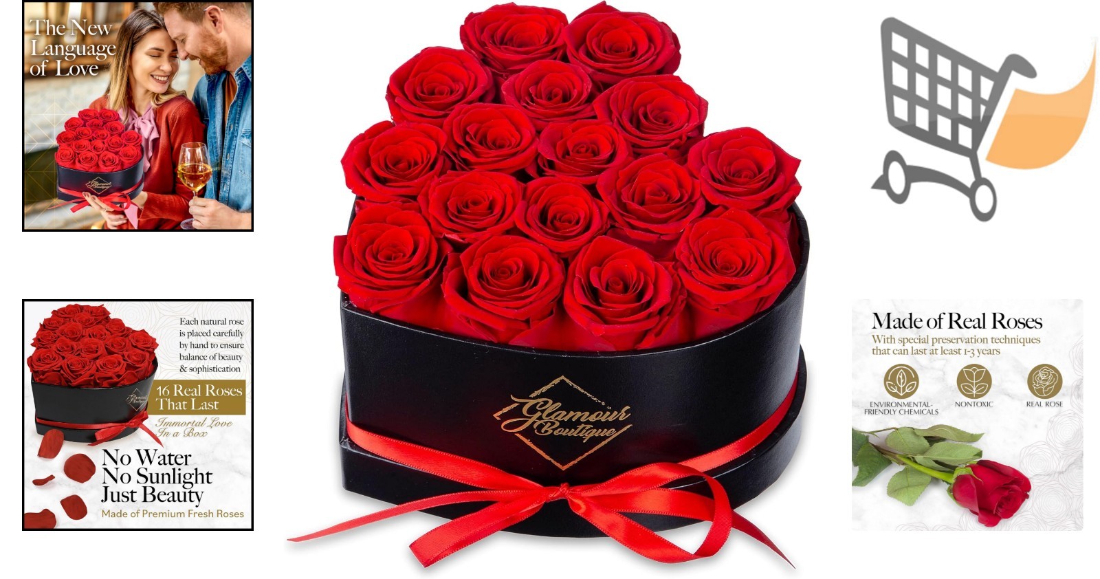 16 Flower Forever Heart Shape Box Preserved Roses Long-Lasting Gift for Her