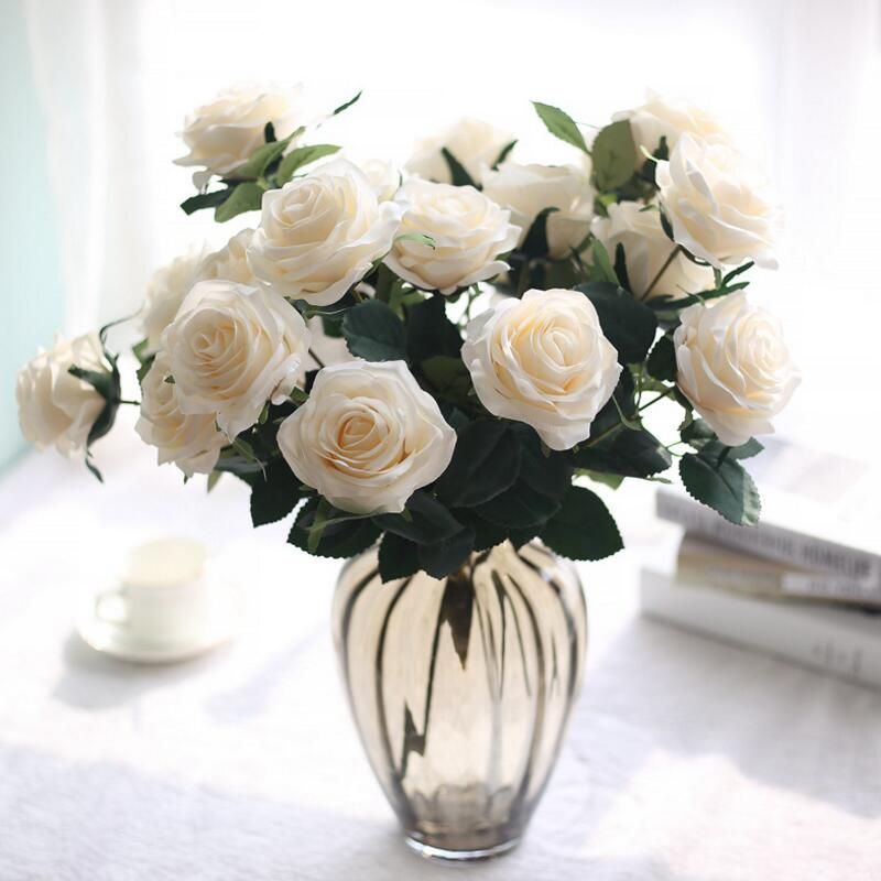 10 Heads Artificial Rose Flower Big Bouquet For Wedding Ornament Home Decor NEW