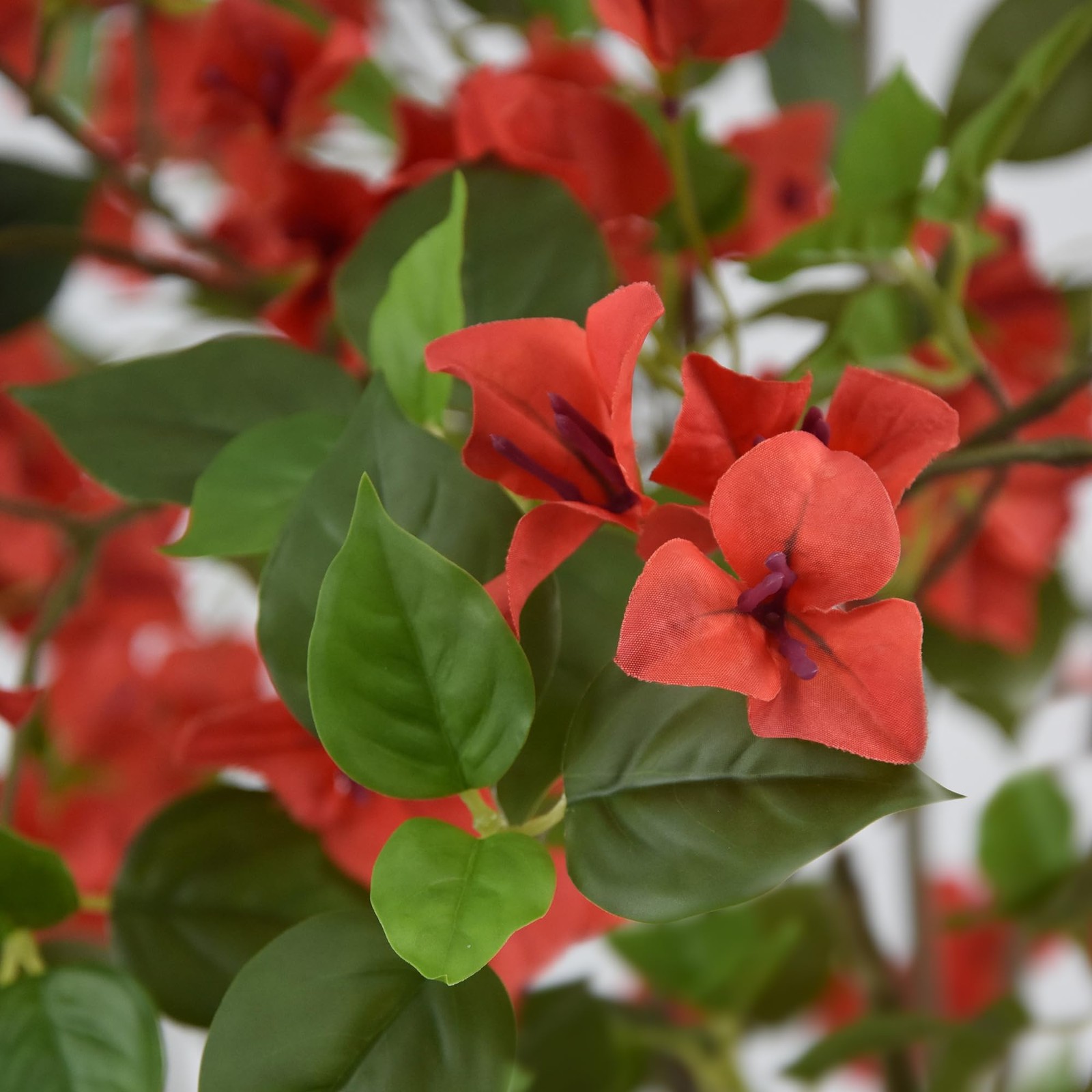 Artificial Red Bougainvillea Tree 6FT with 270 Flowers & White Planter Realis…