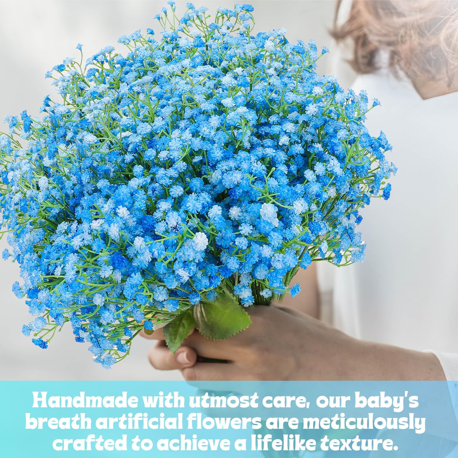 Blue Fake Baby Breath Artificial Flowers 20.5 Inch Gypsophila Bouquet 24 PCS