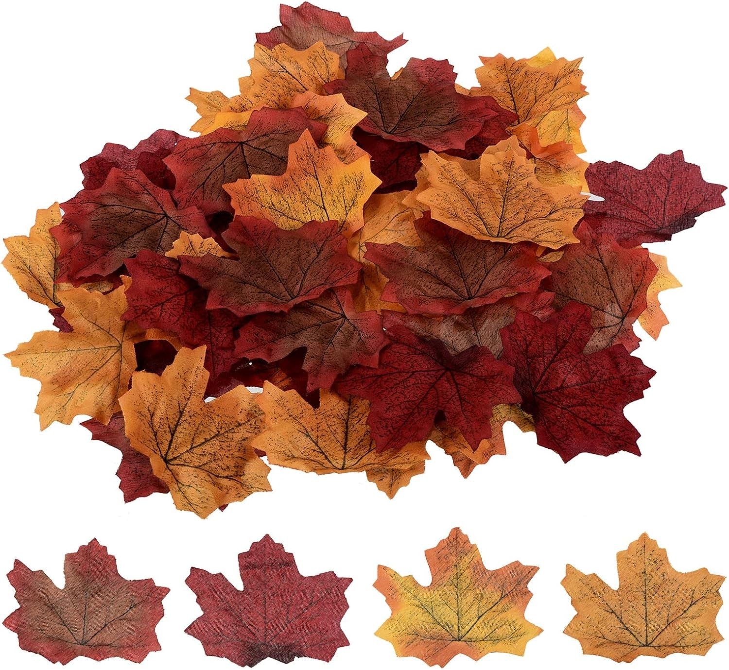 Artificial Leaves, 200 Pcs Mixed Fall Maple Autumn Fake Leaf for Wedding Part…