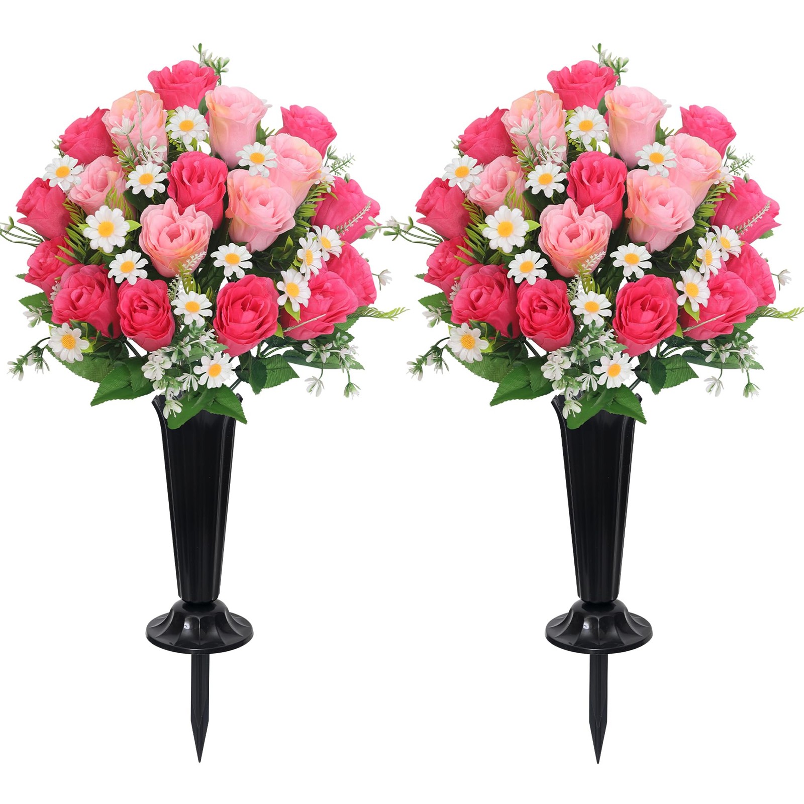 Artificial Cemetery Flowers for Grave Memorial Day Flowers for Cemetery,2Pack…