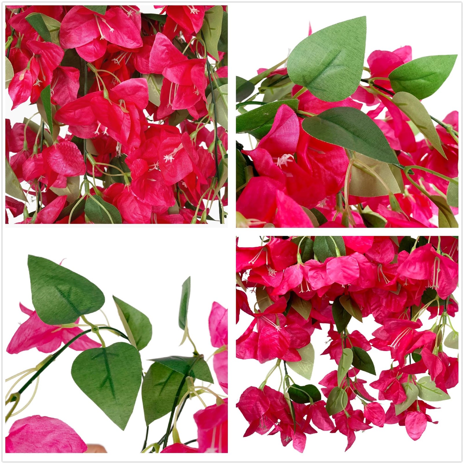 Artificial Hanging Flowers 28.35″ Silk Bougainvillea UV Resistant Faux Flower…
