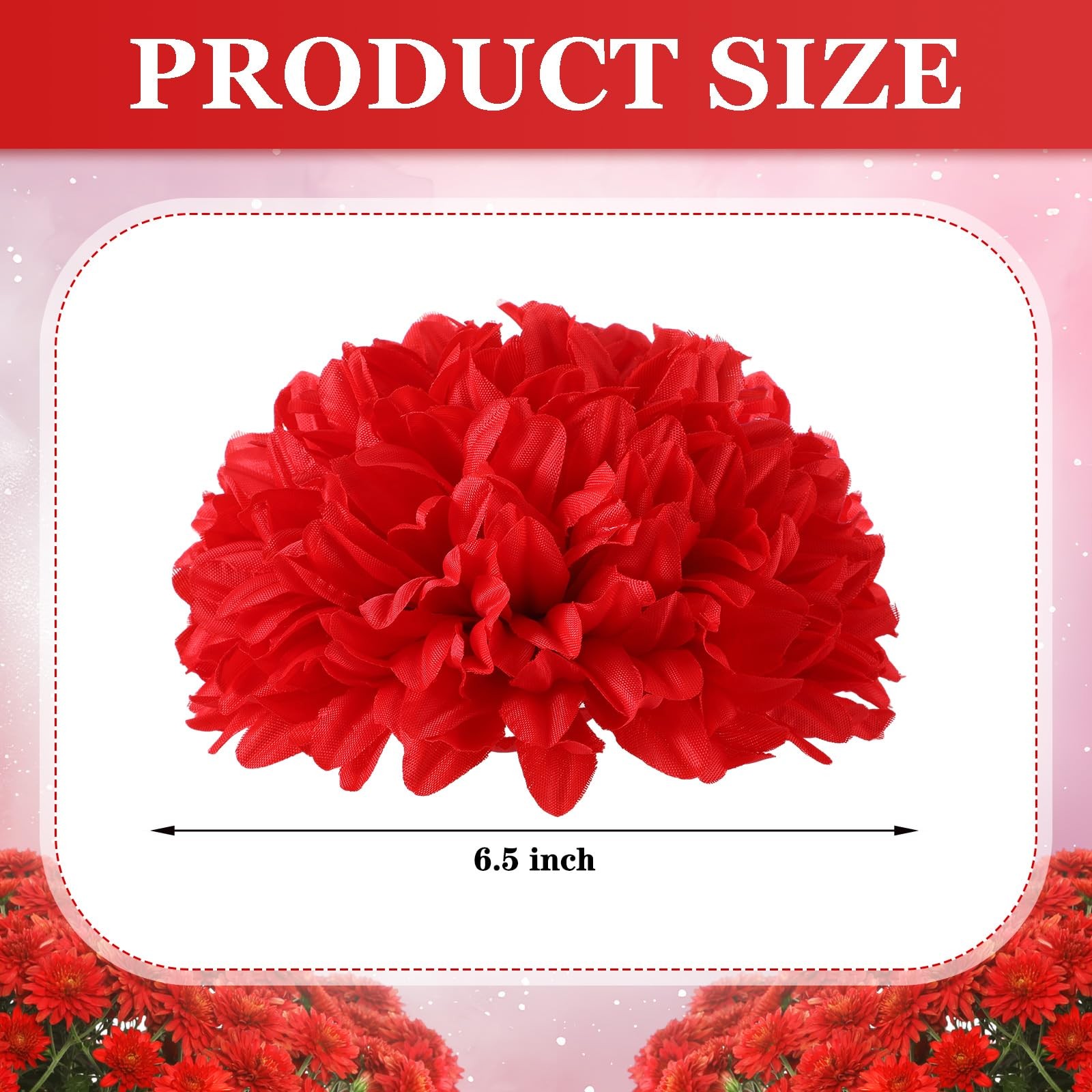 Red Homecoming Mum Flowers 6.5 Inch Silk Supplies 21 Layers Kits 3 PCS