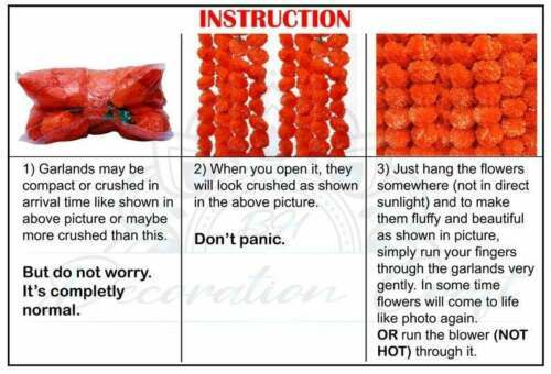 50 pcs Artificial Marigold Flower Garlands Weeding Indien Decoration white flow