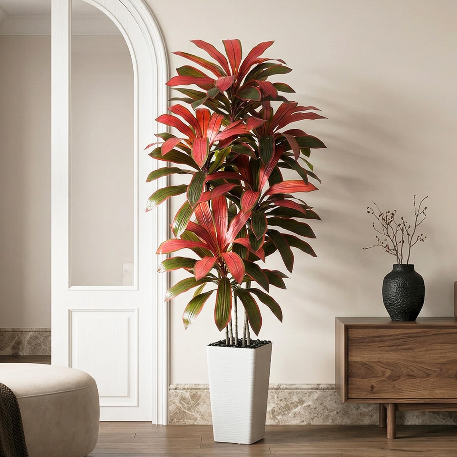 Artificial Dracaena Tree：6FT Faux Silk Tropical Yucca Floor Trees Realistic F…