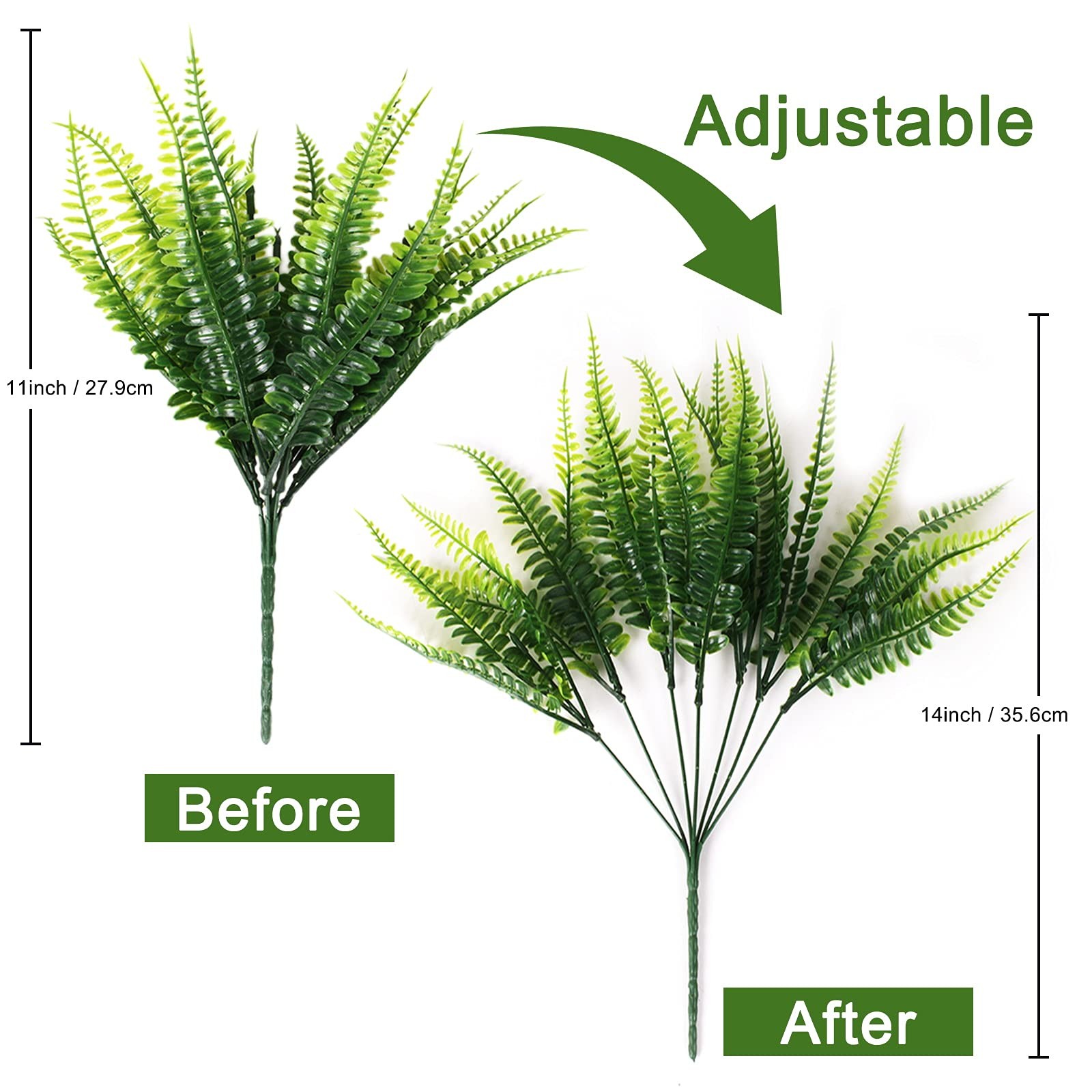 Outdoor Artificial Boston Fern Plants Bushes 20Packs Faux Plants Shrubs Green…