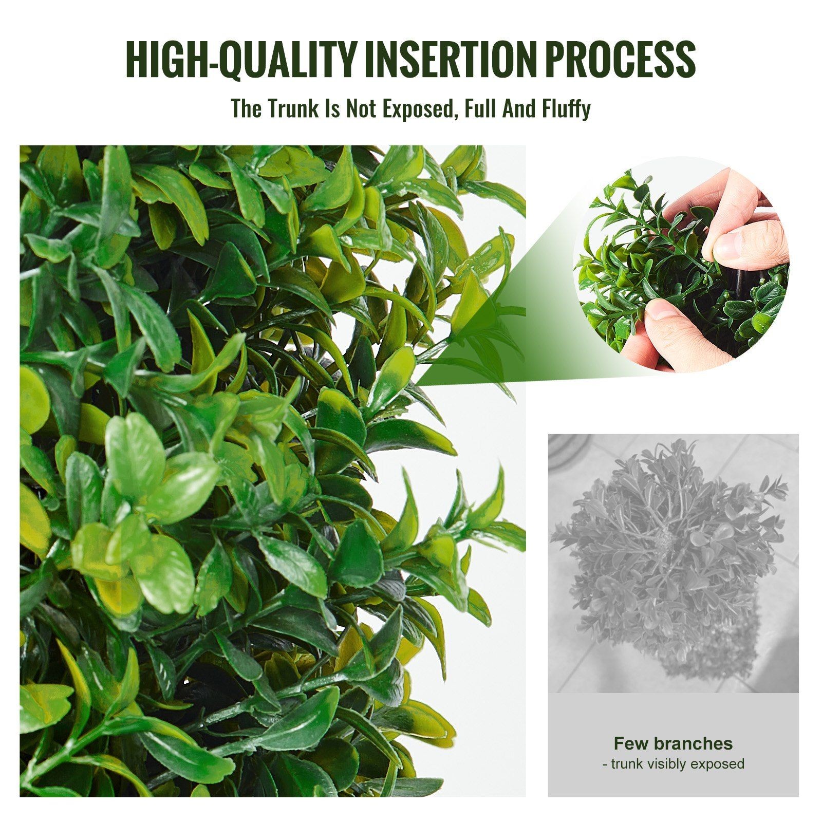 2Pack 36in Vibrant Green Faux Boxwood Trees No Odor High Durability