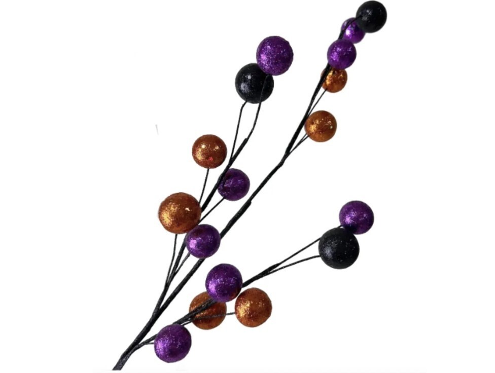 Orange Black and Purple Glitter Pick Halloween Pick Spray Stem Holiday Crafts