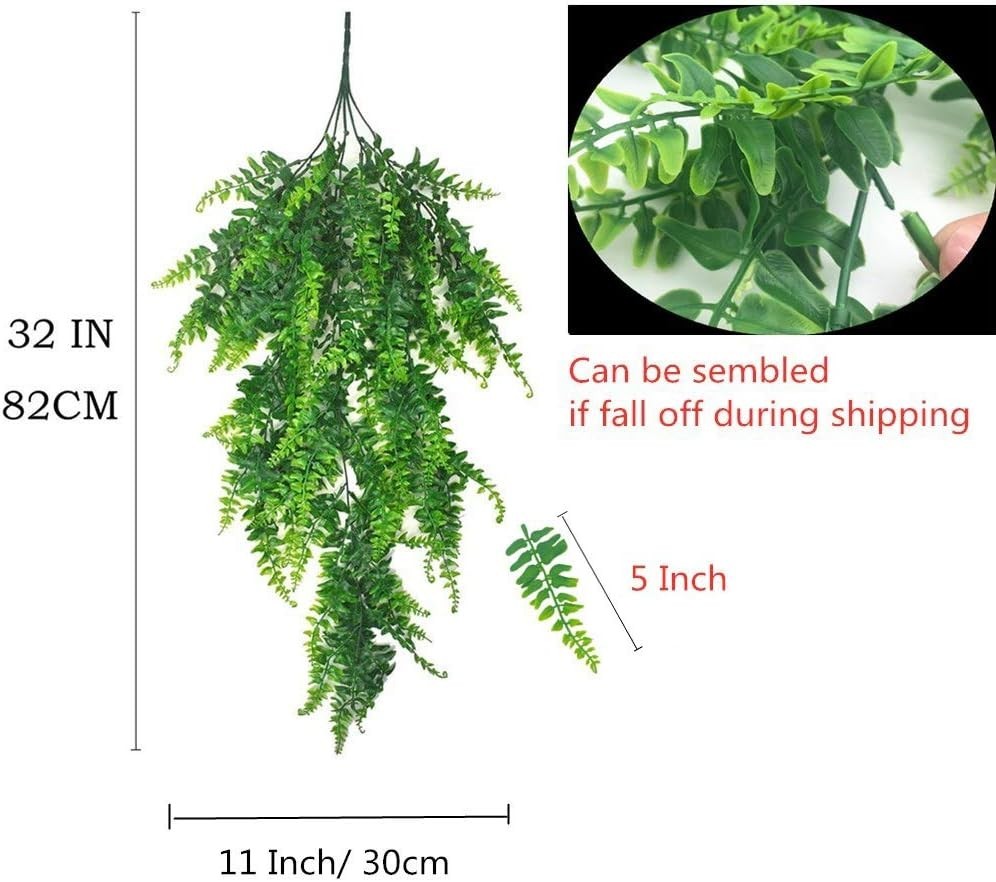 Bakery-Quality 2 Pack Fake Ferns – UV Resistant Hanging Plants for Chic Spaces