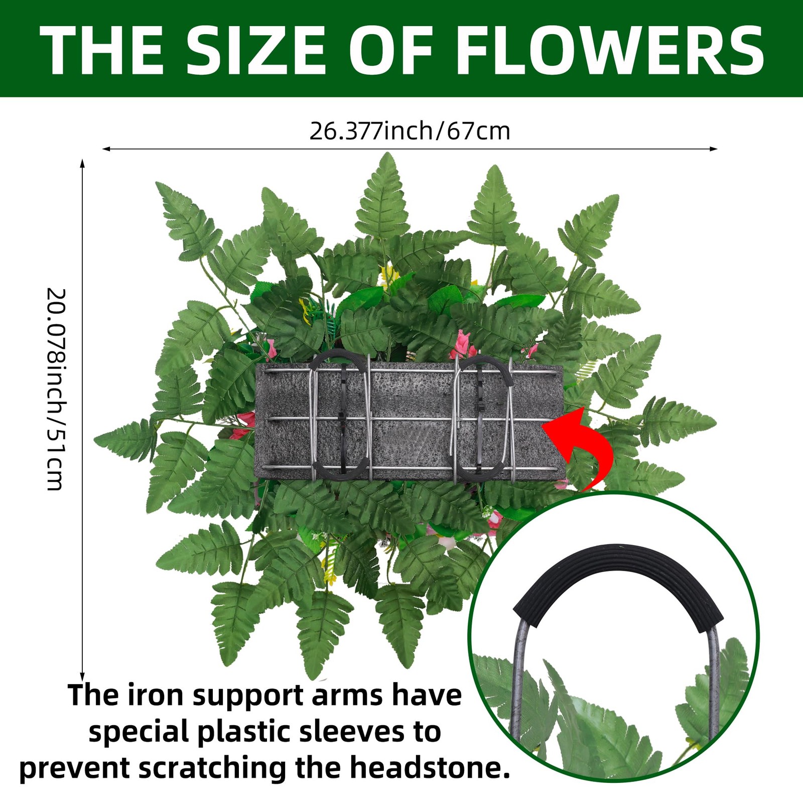 Artificial Cemetery Flower Saddles,Headstone Saddles for Graves,Lily Rose Flower