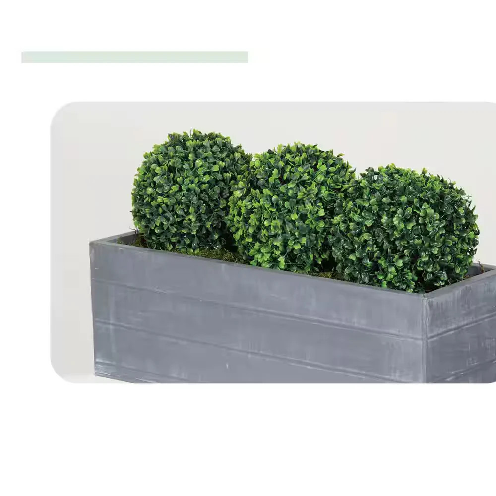 20 In. 2 Piece Artificial Boxwood Tree Ball UV Proof Faux Topiary Ball Lifelike