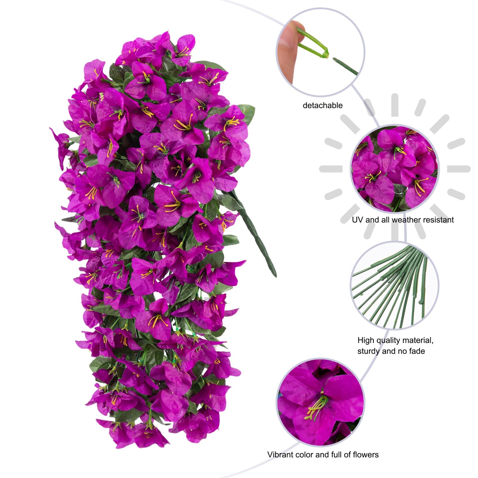 HyeFlora Bougainvillea Artificial Hanging Flowers Plants for Outdoors Decorat…