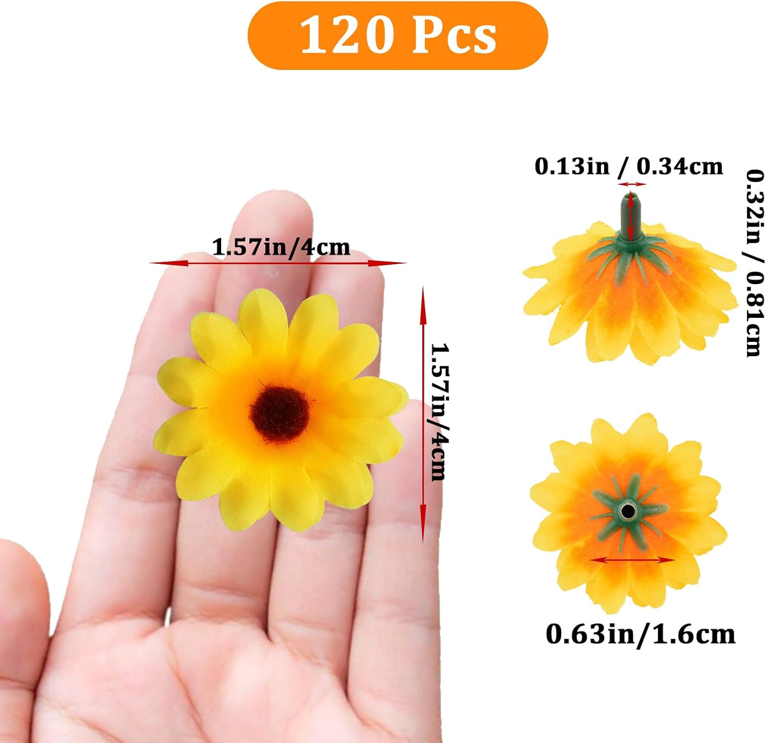 120Pcs Silk Artificial Gerbera Daisy Heads, 1.5 Inch Fabric Fake Chrysanthemum