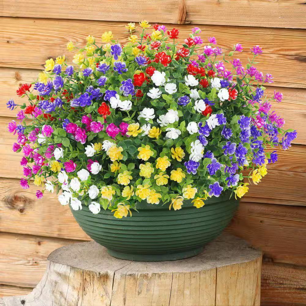 13.8 In. Multi-Colored Outdoor Artificial Eucalyptus Flower, 20 Bundles UV Resis