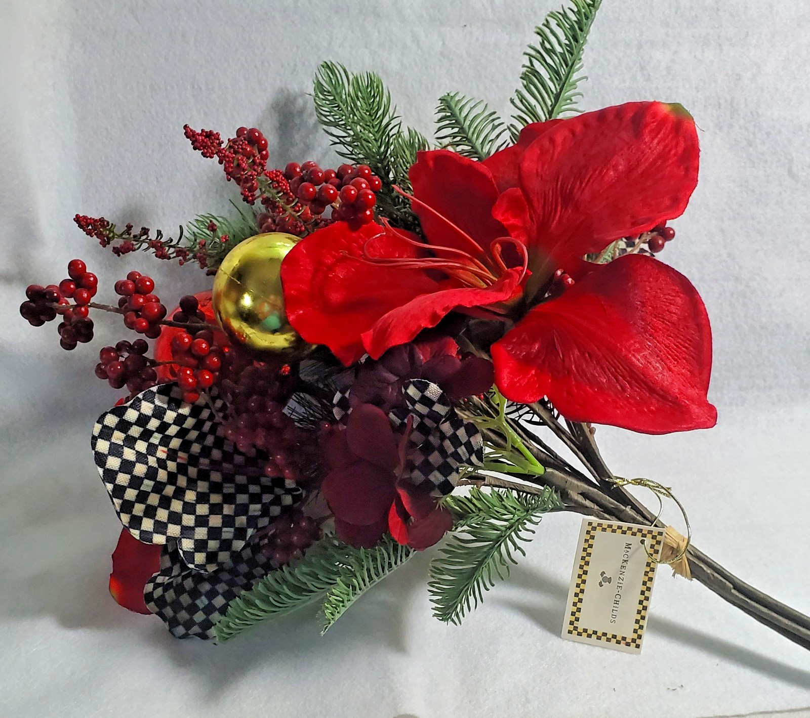 Mackenzie Childs Amaryllis large 6 stem Bouquet courtly flowers 24″ NEW w/ tags