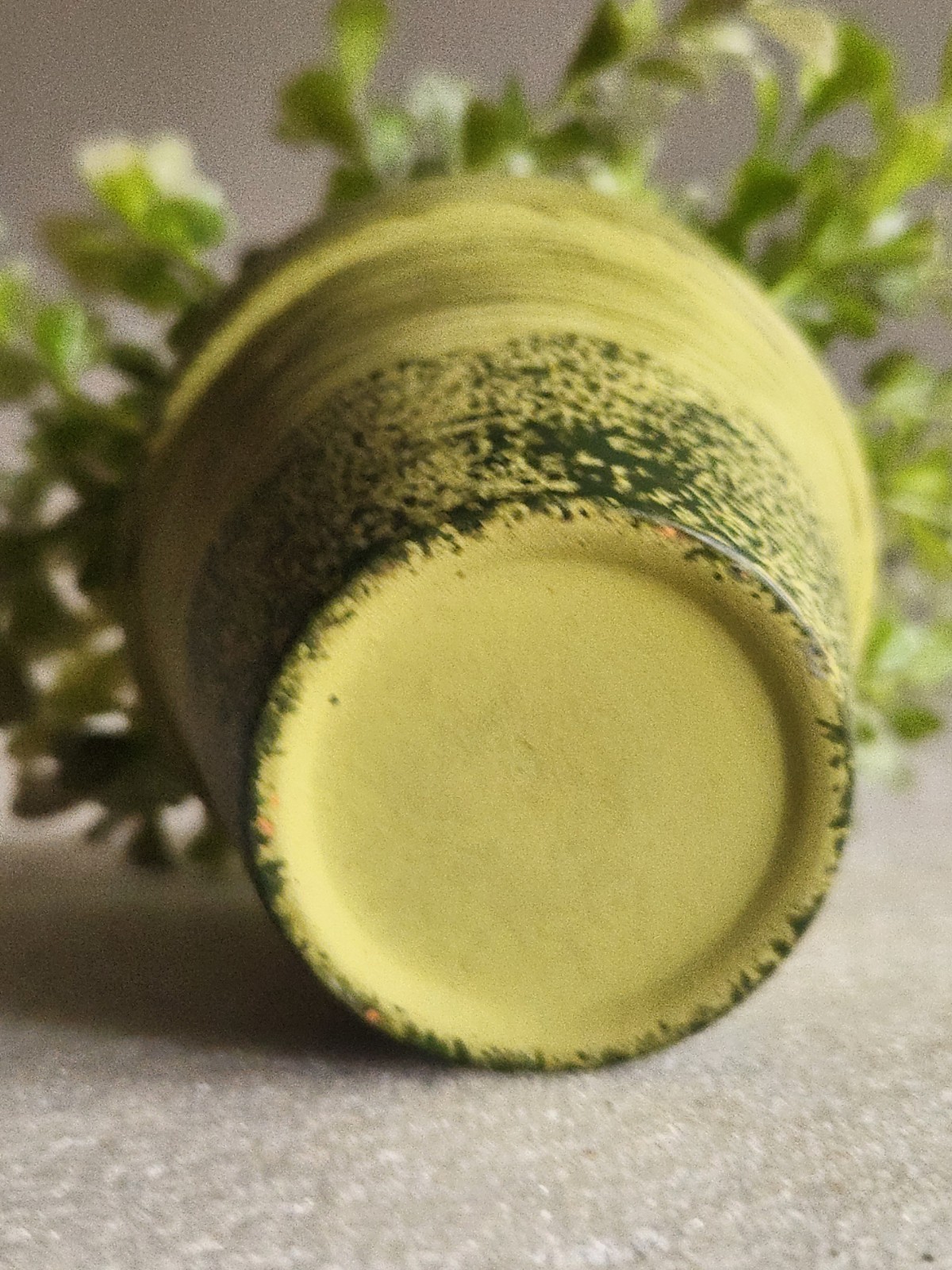 Small Green Ceramic Flower Pot with Artificial Baby Tear Plant • Pot 3⅜” Tall