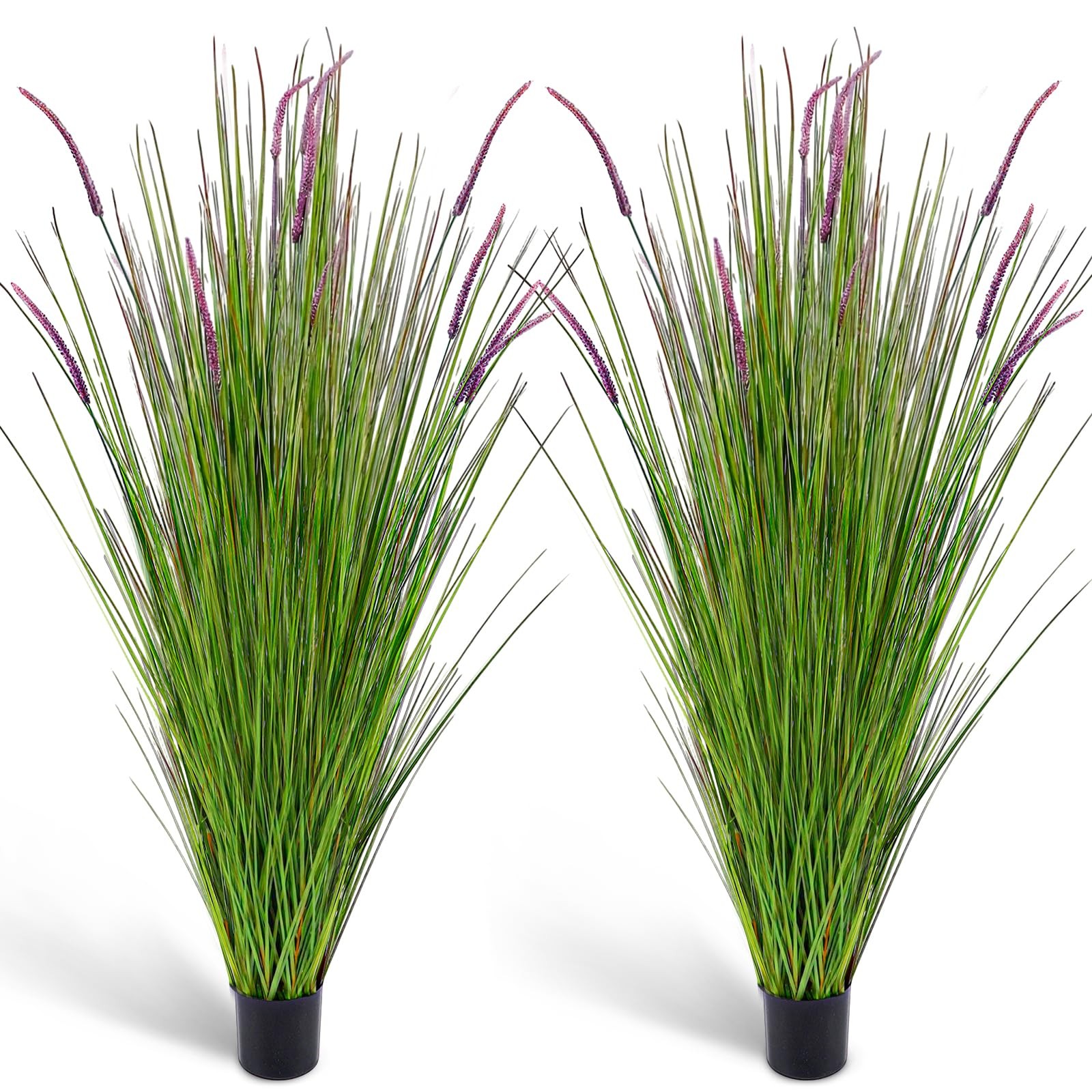 2 Pack Artificial Grass Plants, 5ft Tall Fake Lavender Plants Grass Indoor Ou…