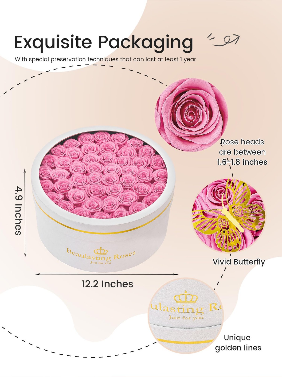 47 Preserved Roses Forever Flowers Real Roses In A Box Birthday Gift Pink