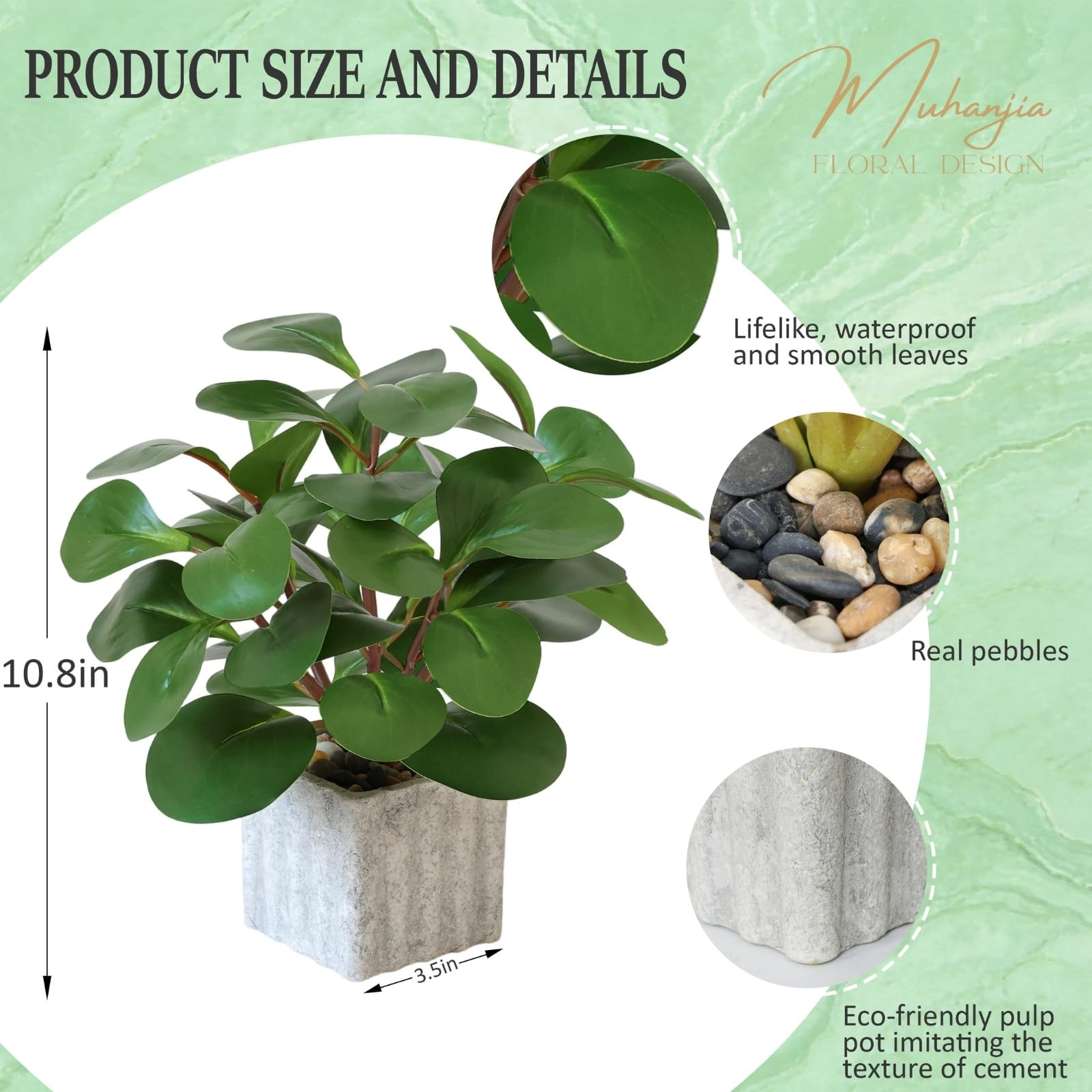 Artificial Potted Plant, Lifelike Faux Greenery in Decorative -Look Square Po…