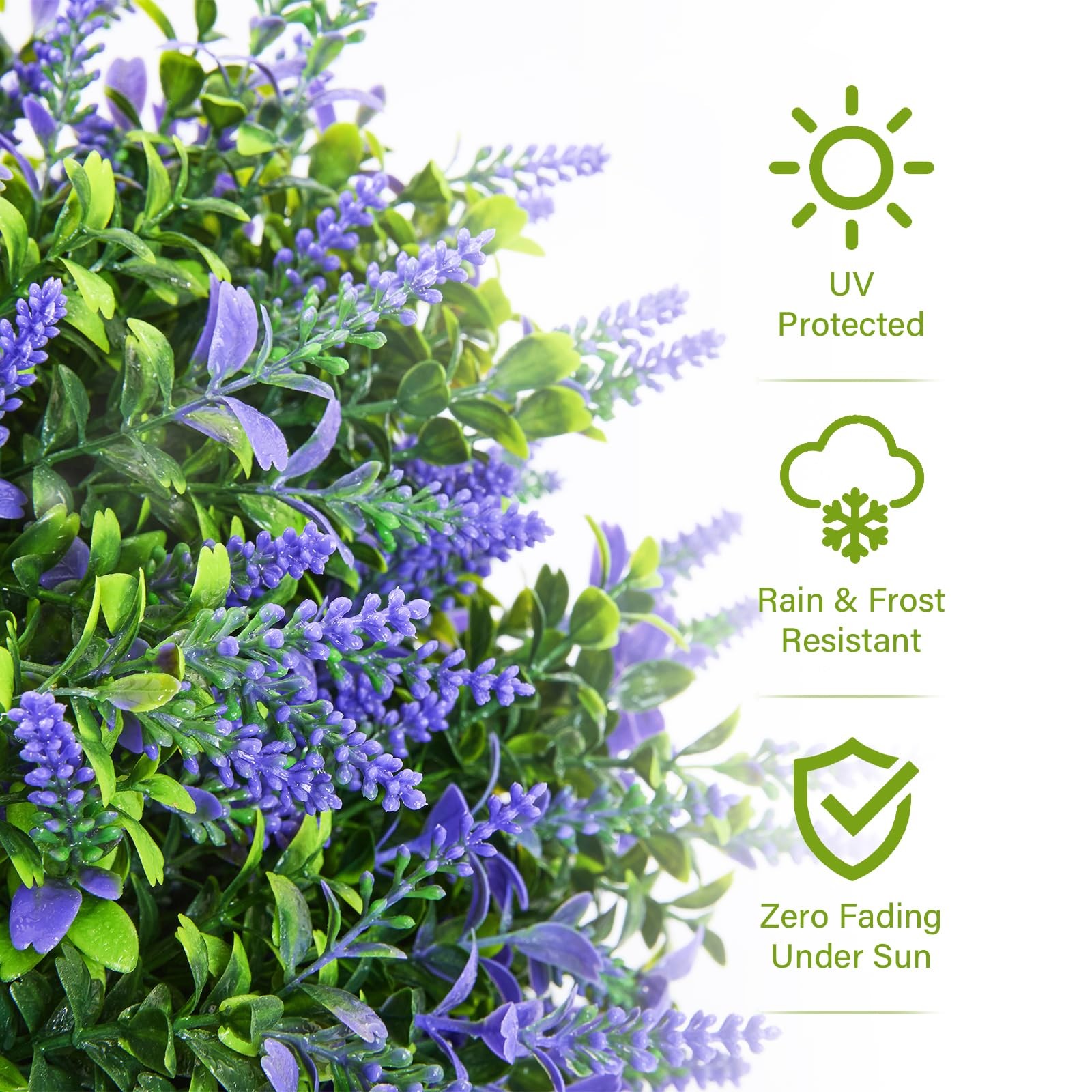 Artificial Lavender Topiary – 24″ Set of 2 Realistic Faux Shrub Bushes with G…