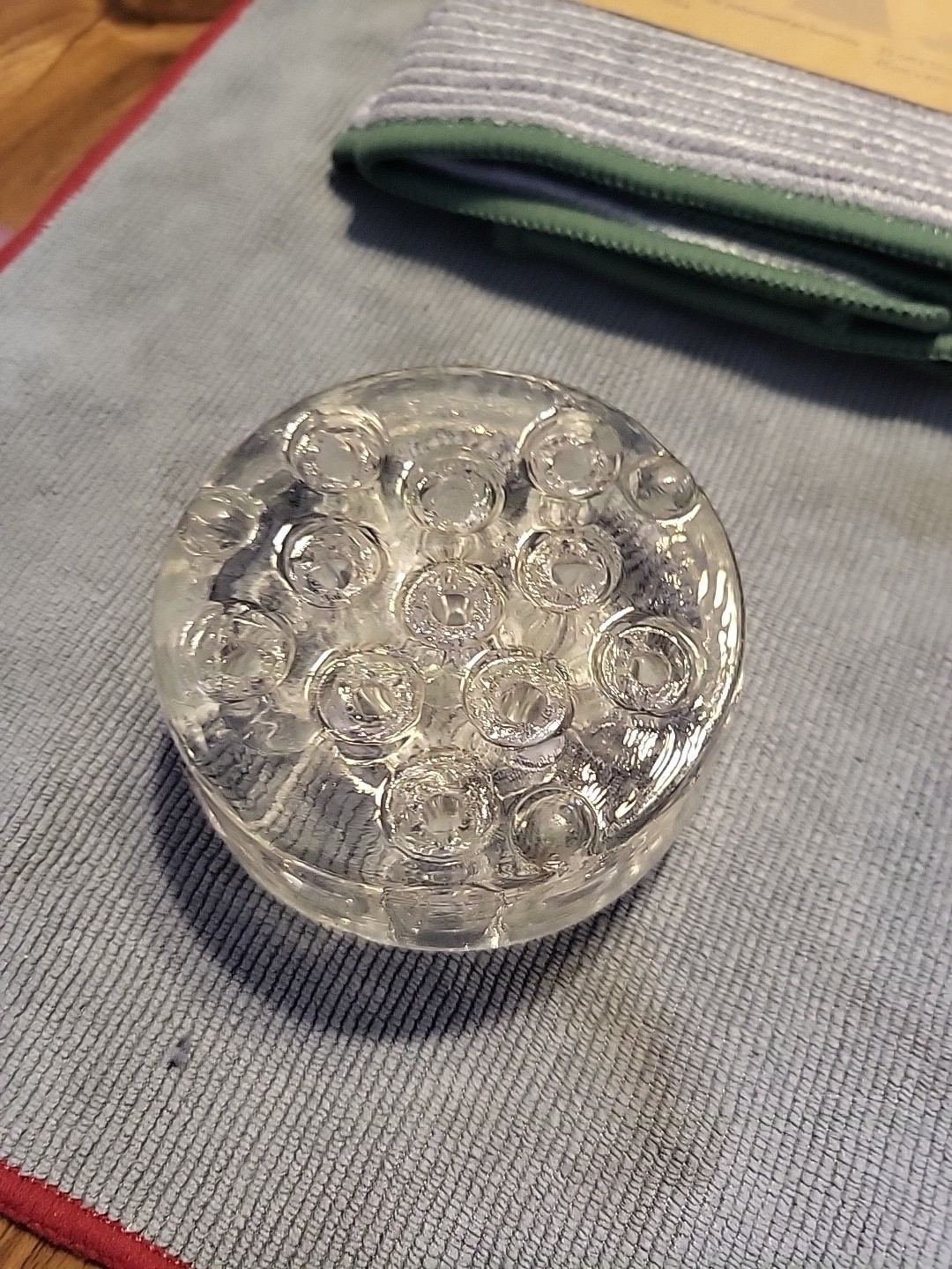11 Hole Glass Flower Frog Marble Display Marbles Holder Flower Arrangement 3″