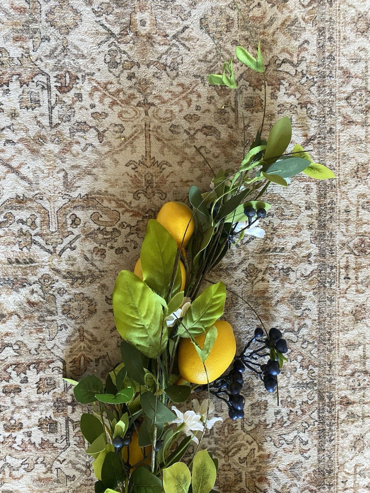 NWT Artificial Flowering Lemon/Blueberry Spring 50in Garland Greenery Decor