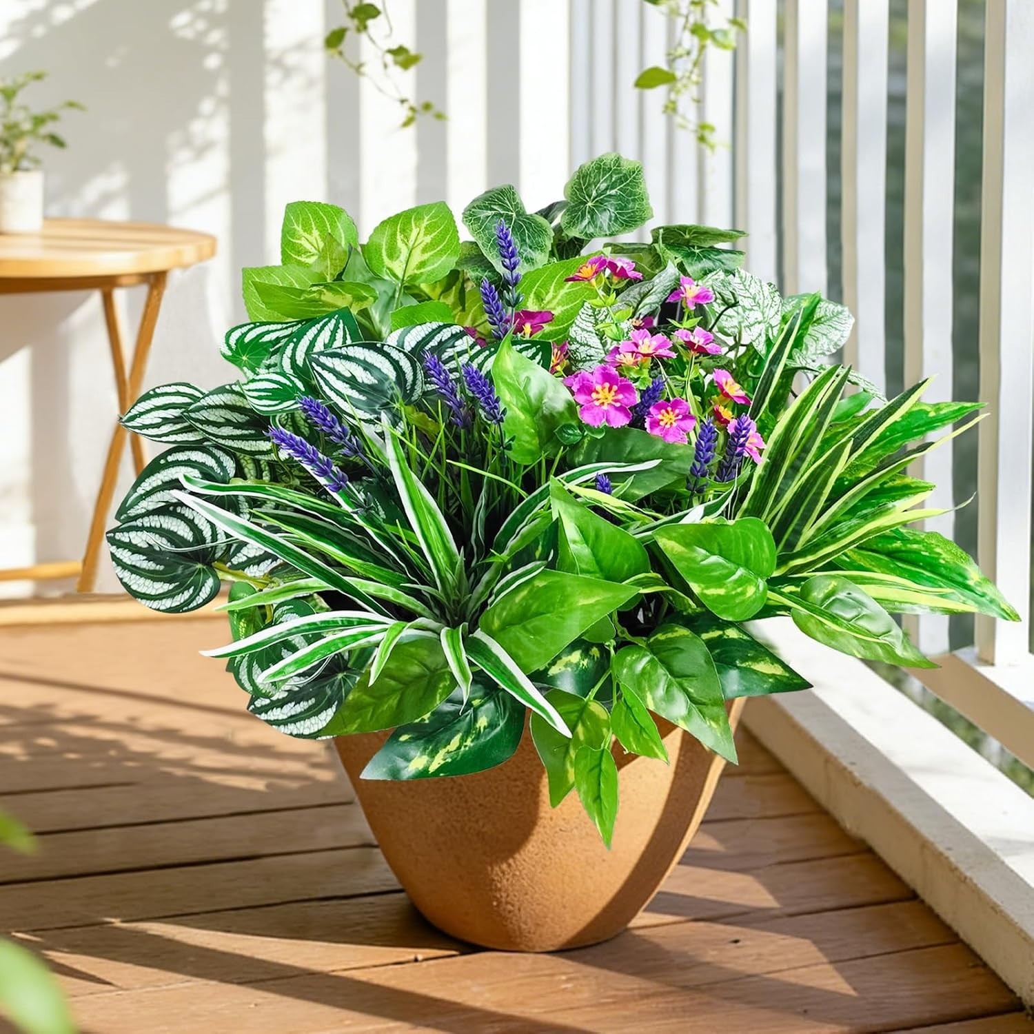 12 Pcs Artificial Plants for Outdoors Faux Greenery Leaves UV Resistant Reali…