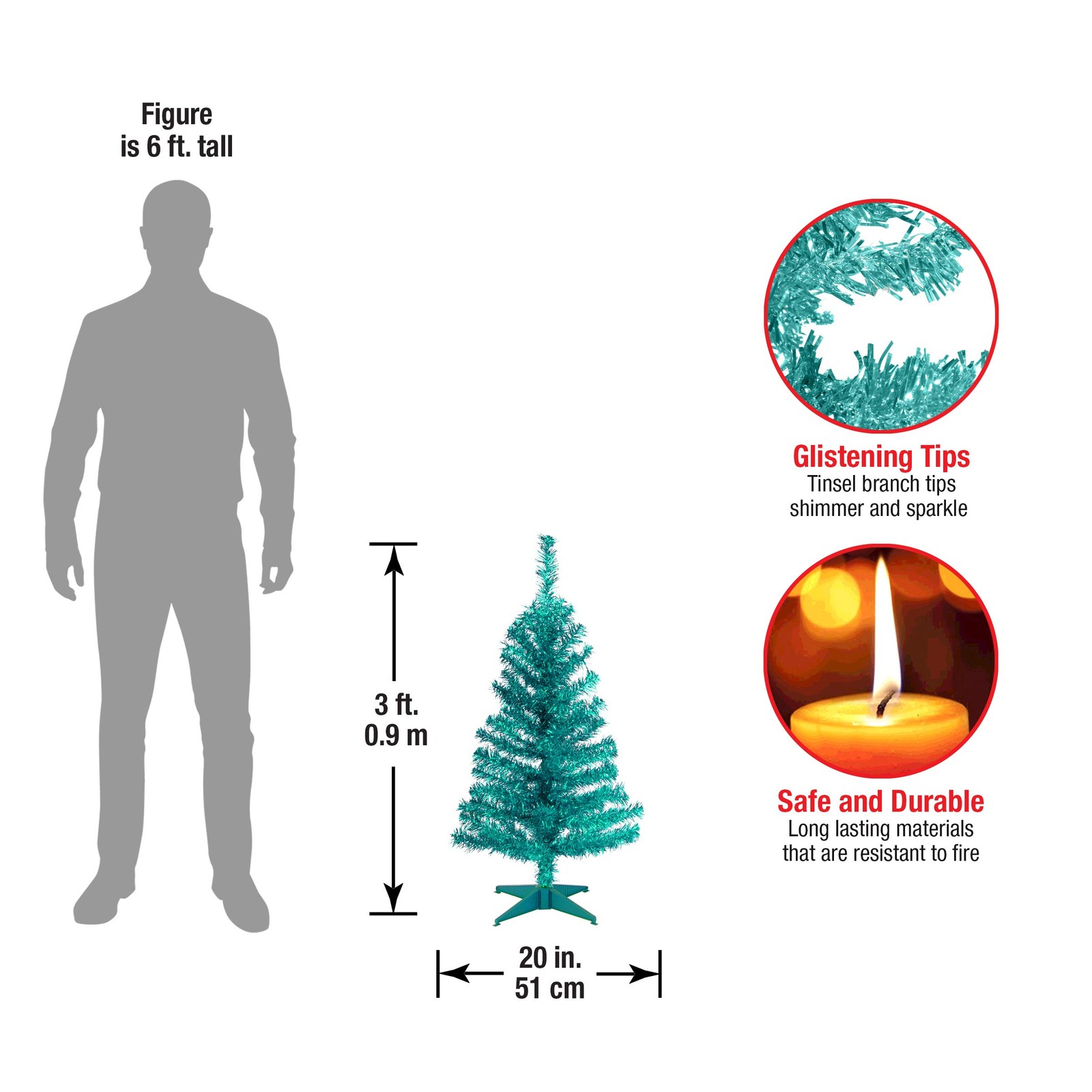 National Tree Company Artificial Christmas Tree, Turquoise Tinsel, Includes Stan