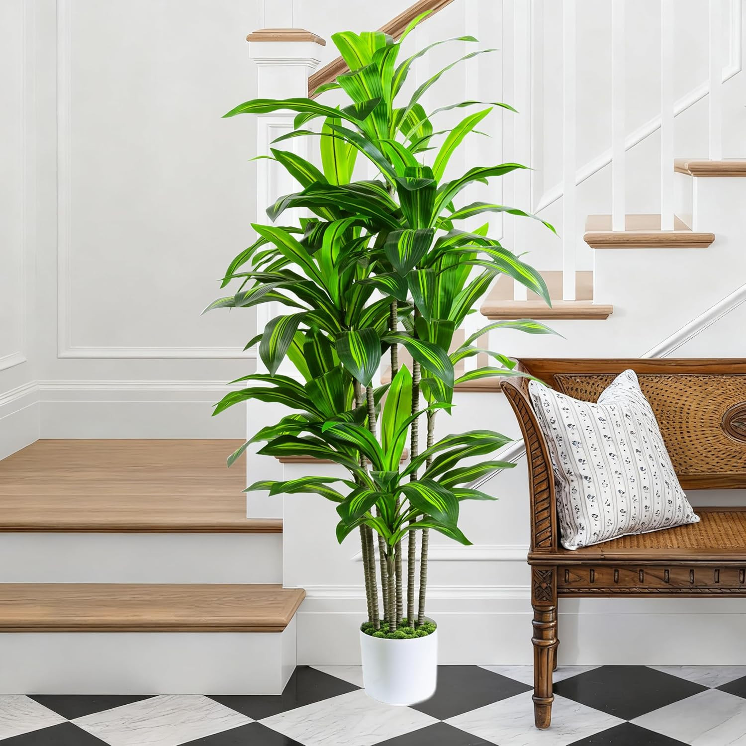 6FT Artificial Dracaena Tree in White Pot – Perfect for Home & Office Decor