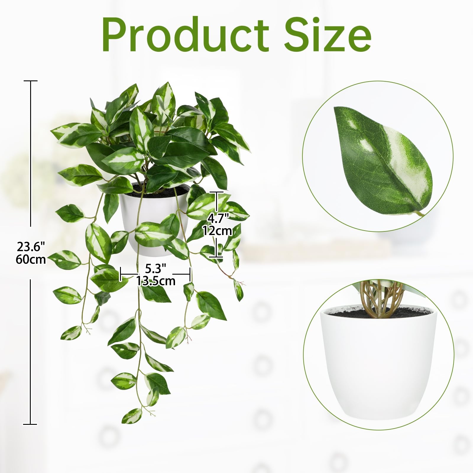 Fake Plants Indoor Greenery Realistic Faux Trailing Plant Artificial Potted P…
