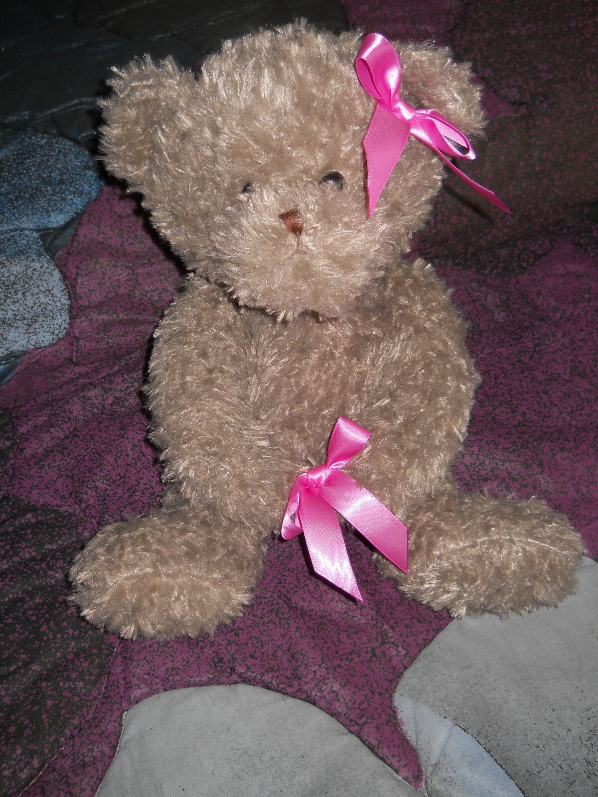 NEW ~ Flower Vase Stuffed Plush Animal Holder~ Teddy w/ connecting paws ~15 in _