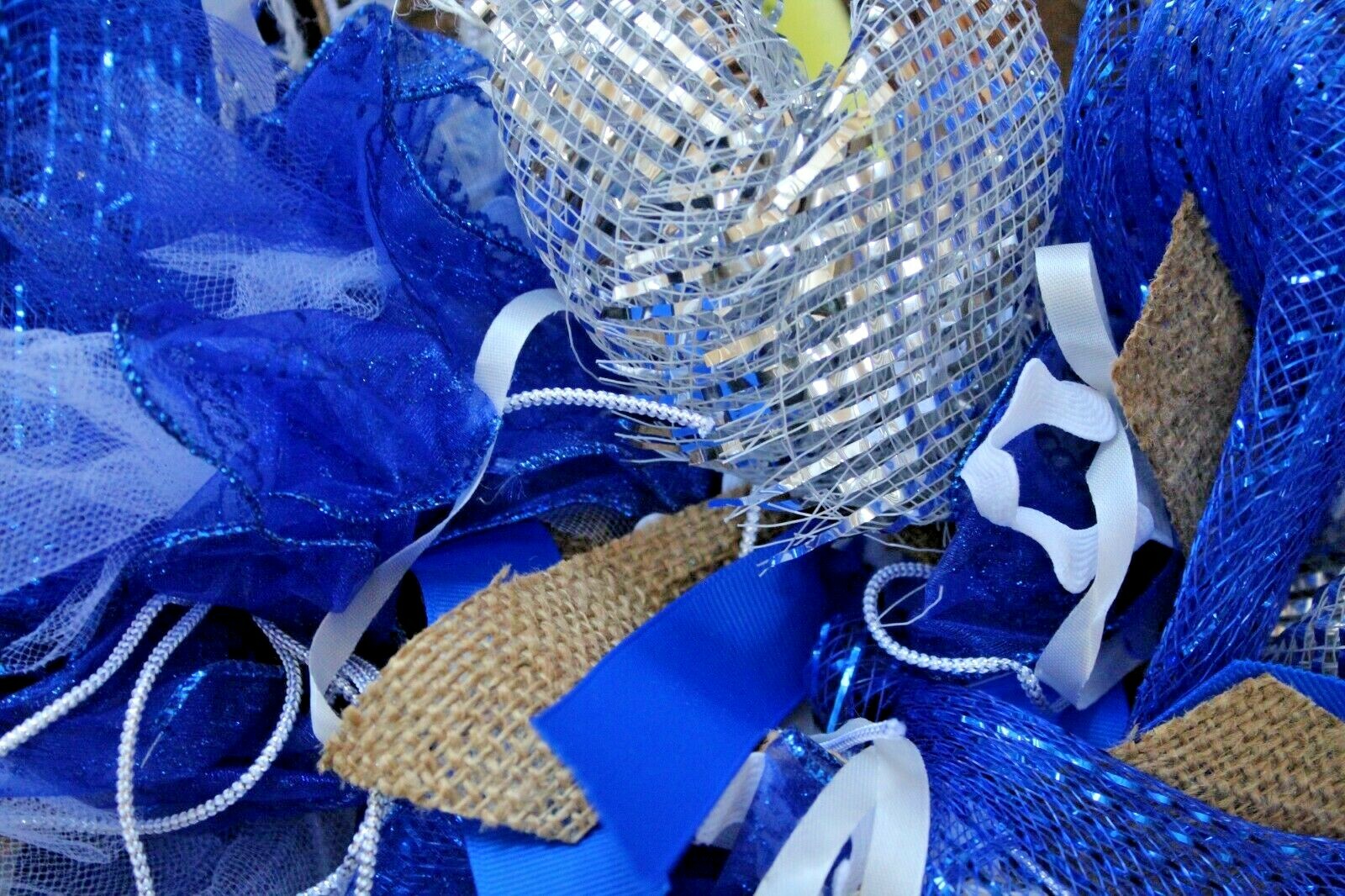 All Occasion Sea Ocean Beach Sand Dollar Door Wreath Blue Silver White 25″ dia