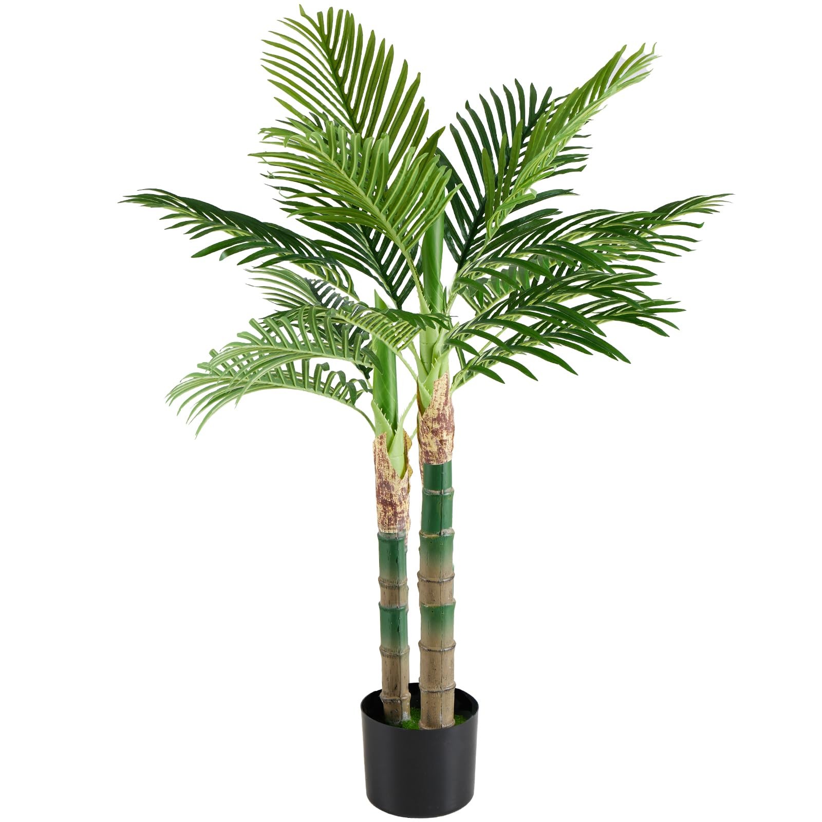 47in Artificial Palm Tree, Tall Faux Fake Plants Indoor with Black Planter Po…