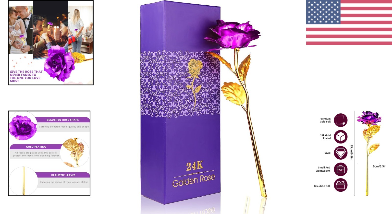 24K Gold Rose Gift with Luxurious Box – Perfect for Her on Special Occasions