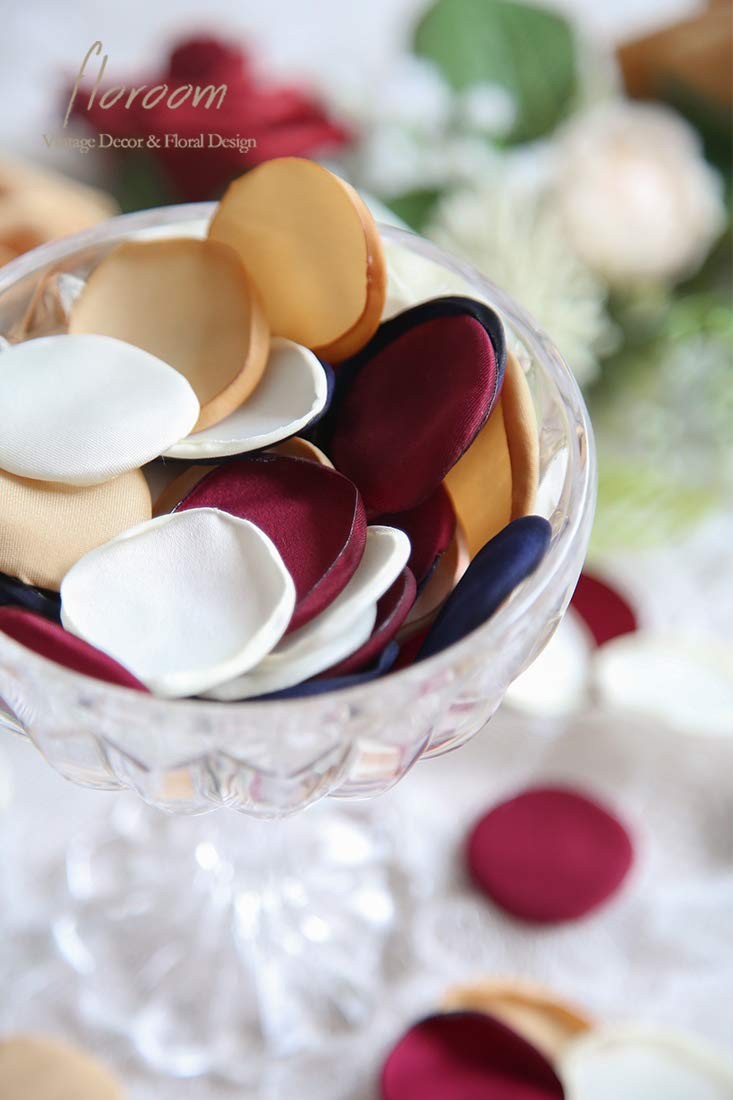 300pcs Silk Rose Petals Burgundy Navy Flower Petals for Wedding Flower Girl B…