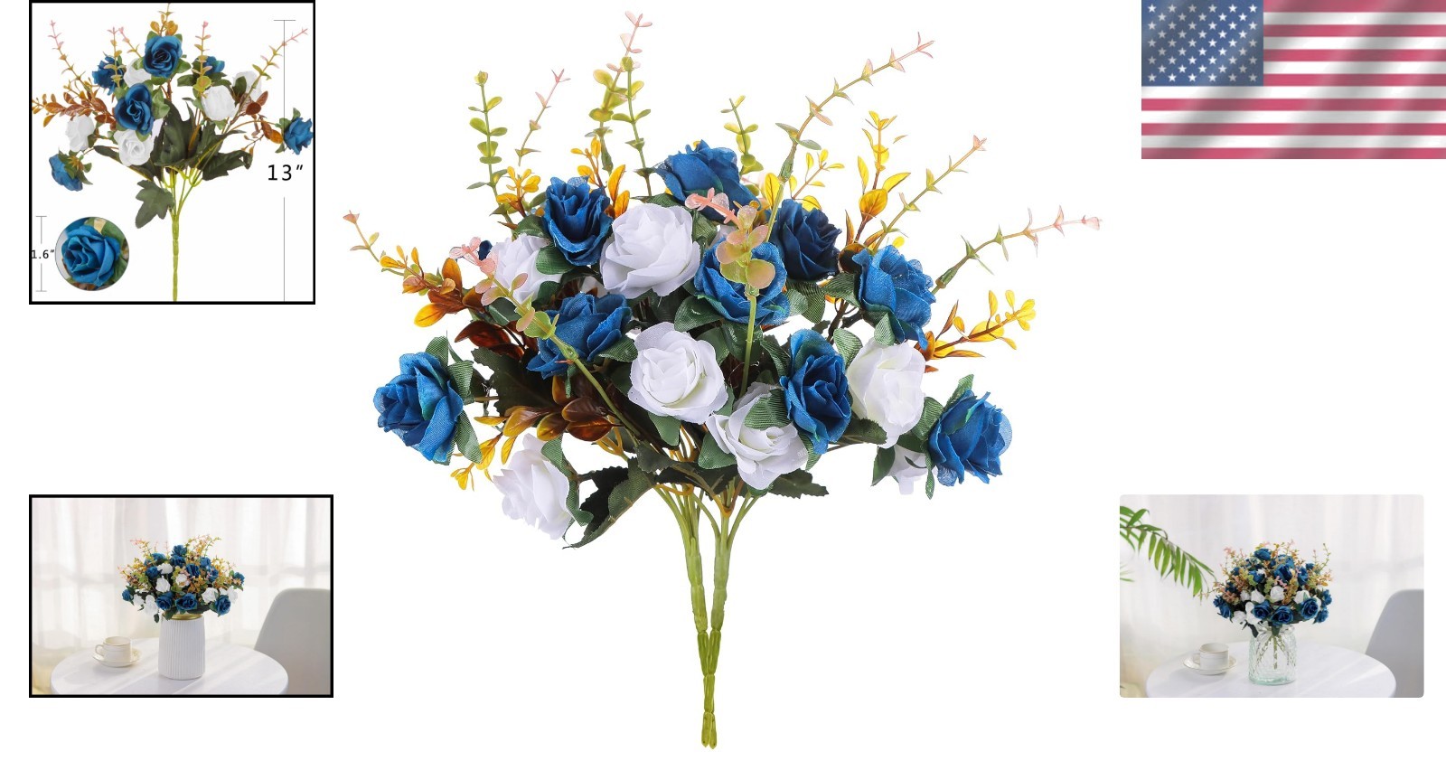 Elegant 24-Piece Dark Blue Silk Roses – Perfect for Home, Weddings, and Events