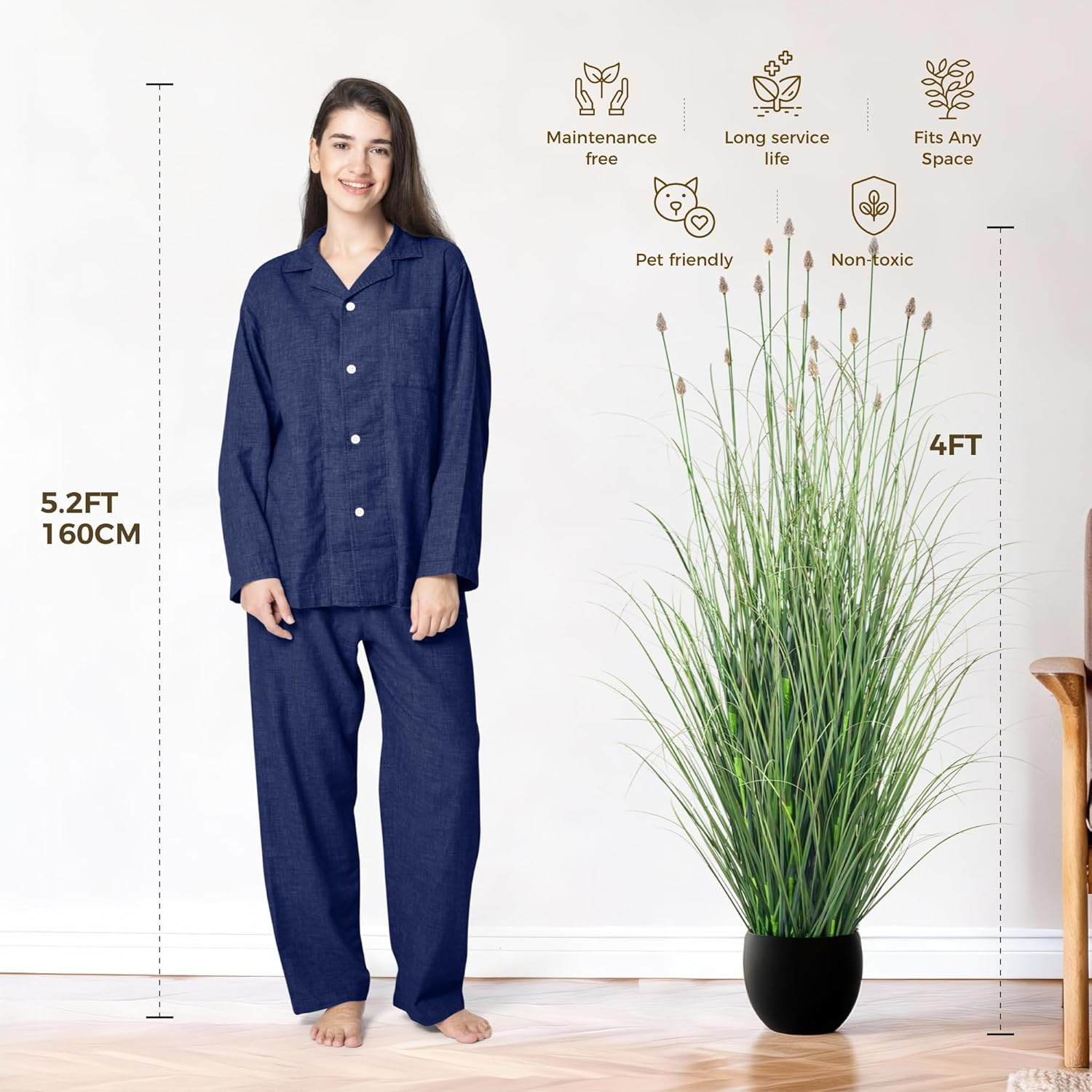 3FT / 4FT Extra Lush Artificial Plant (2Pcs), Luxury Fake Tall Plants with Pot,