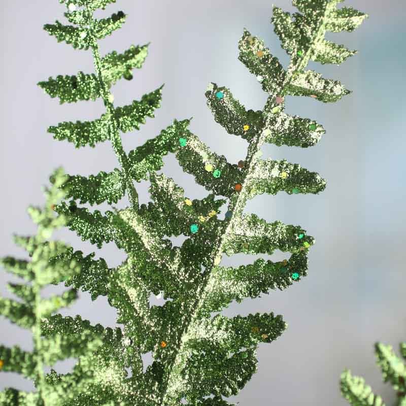 Metallic Sparkling Green Artificial Fern Sprays