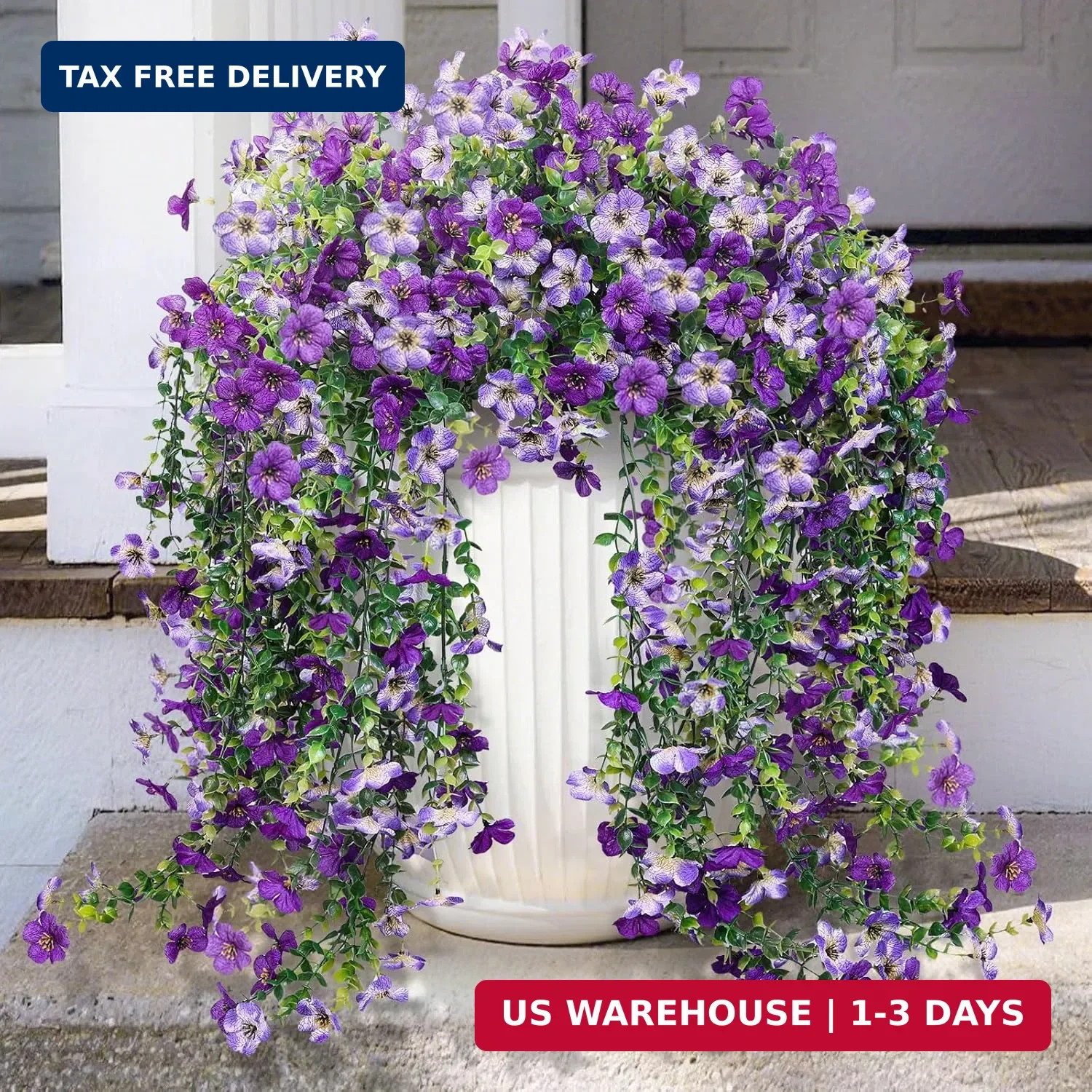 Artificial Hanging Flowers for Outdoors Faux Plants Spring Porch Decor 2 Pcs