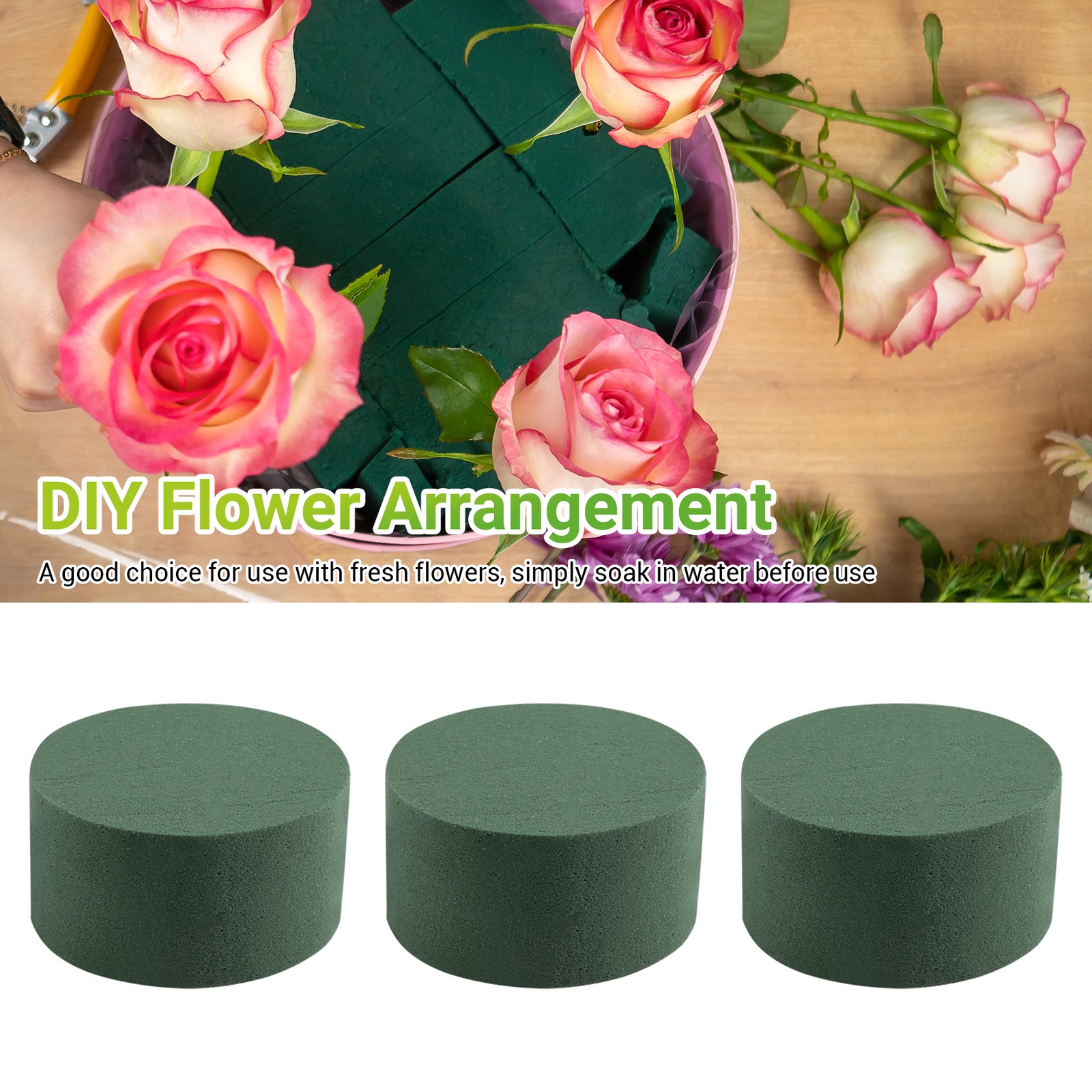 12Pcs/Set DIY Flower Arrangement Kit Green Round Wet Floral Foam Wedding2025