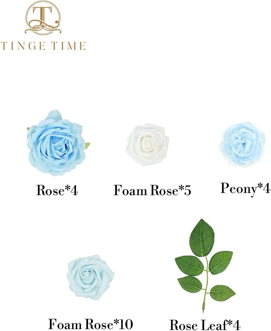 Light Blue Gradient Rose Artificial Flowers – 23Pcs for DIY Decor & Bouquets